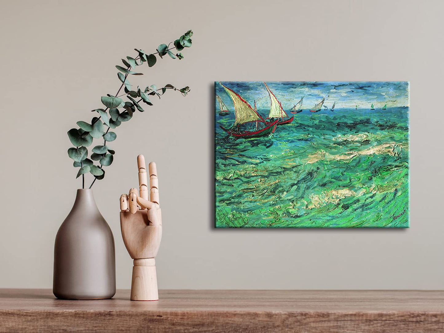 Wieco Art Sailing Boats Large Modern Gallery Wrapped Seascape Giclee Canvas Prints of Van Gogh Famous Oil Paintings Reproduction Pictures on Canvas Wall Art for Living Room Bedroom Home Decorations