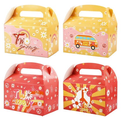 Sumalon 30 Pcs Party Favor Boxes With Handles, 6.3 Inch Foldable Paper Treat Boxes Candy Boxes, Gift Boxes Goodies Boxes for Birthday, Shower, Wedding, Party Supplies Decorations (Daisy)