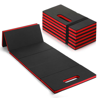 SHENLIU Foldable EVA Utility Mat with Handle, Heavy Duty Mechanic Mat for Kneeling, Workouts, Garages, Gardening, Camping, Picnics, Outdoor Adventures and Home Gyms, Red (46" x 15.8" x 1.1")