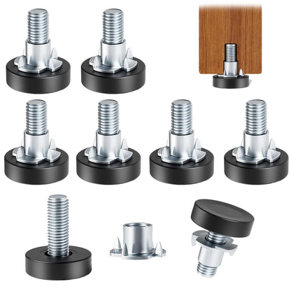 8 Pack 1/4" Wire Shelving Rack Thread Leveling Feet Bolt Adjustable Furniture Levelers Screw-in Furniture Feet Adjusters for Garden Chairs Tables Cabinets Bar Stool Stool Cupboard Couch Desk Sofa