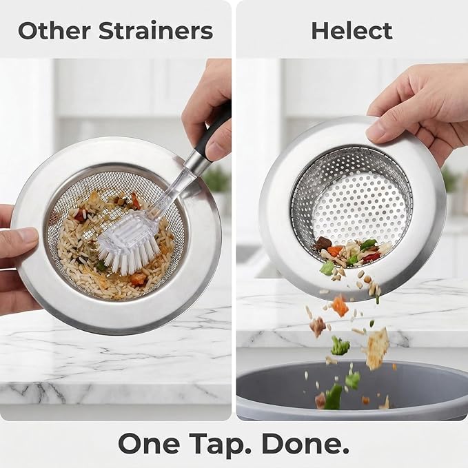 Helect 3-Pack Kitchen Sink Strainer, Stainless Steel Drain Filter