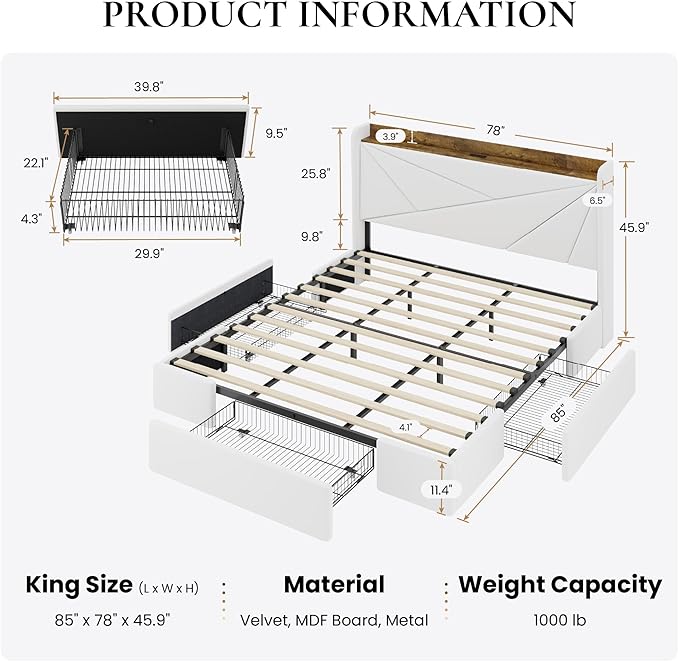 SHA CERLIN King Size Bed Frame