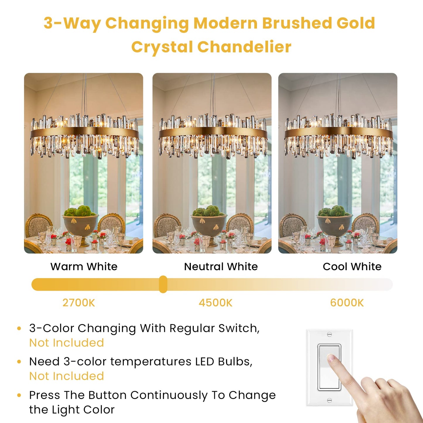 Siljoy Modern Crystal Chandelier, 16-Light Luxury Brass Gold 2-Tiers K9 Crystal Raindrop Chandelier Dimmable Crystal Pendant Ceiling Light for Dining Living Room Kitchen Island Entry Foyer D31.5''