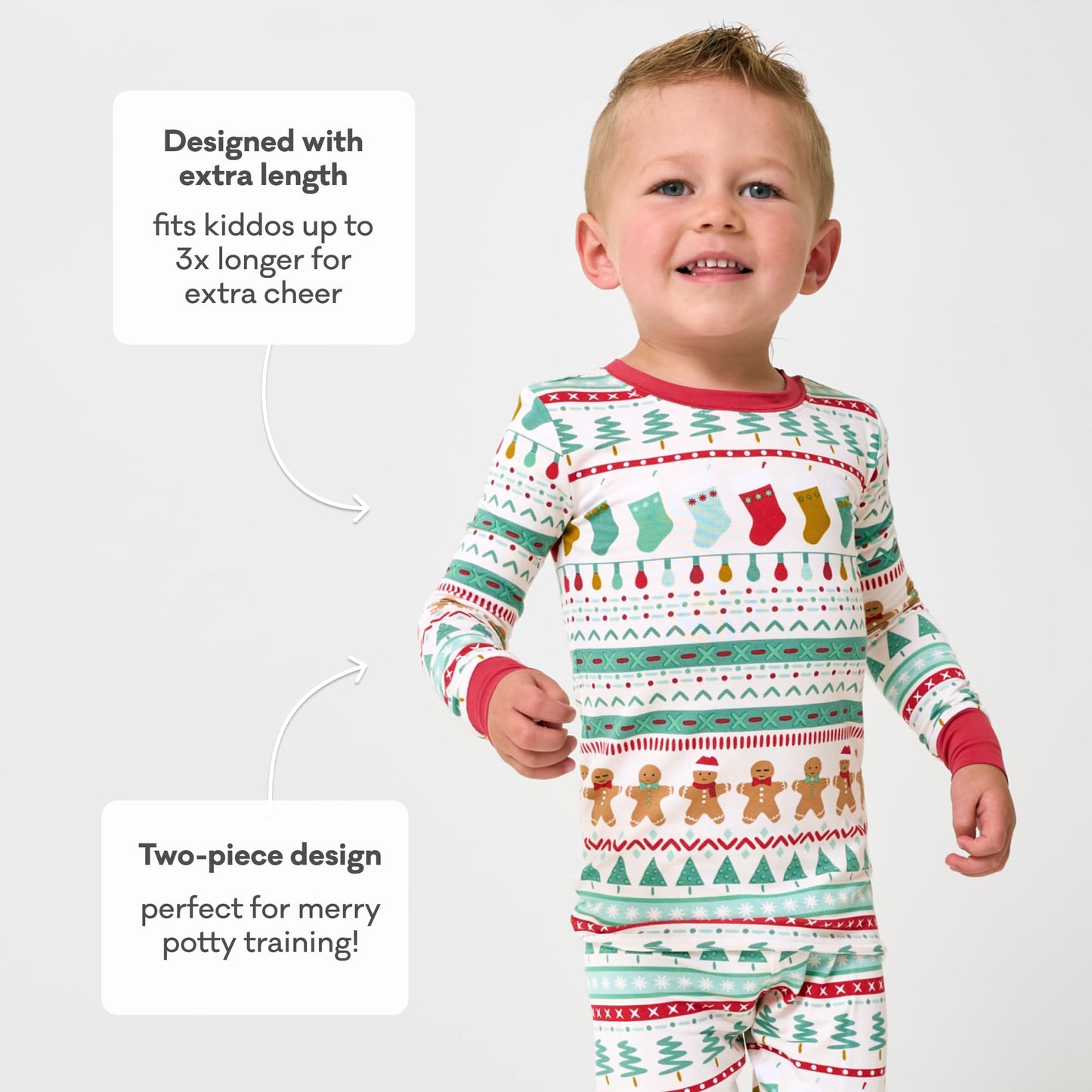 Little Sleepies Two-Piece Kids Christmas Pajamas Set for Boys & Girls, Viscose from Bamboo, Family Matching Christmas PJs, Fair Isle, 3T