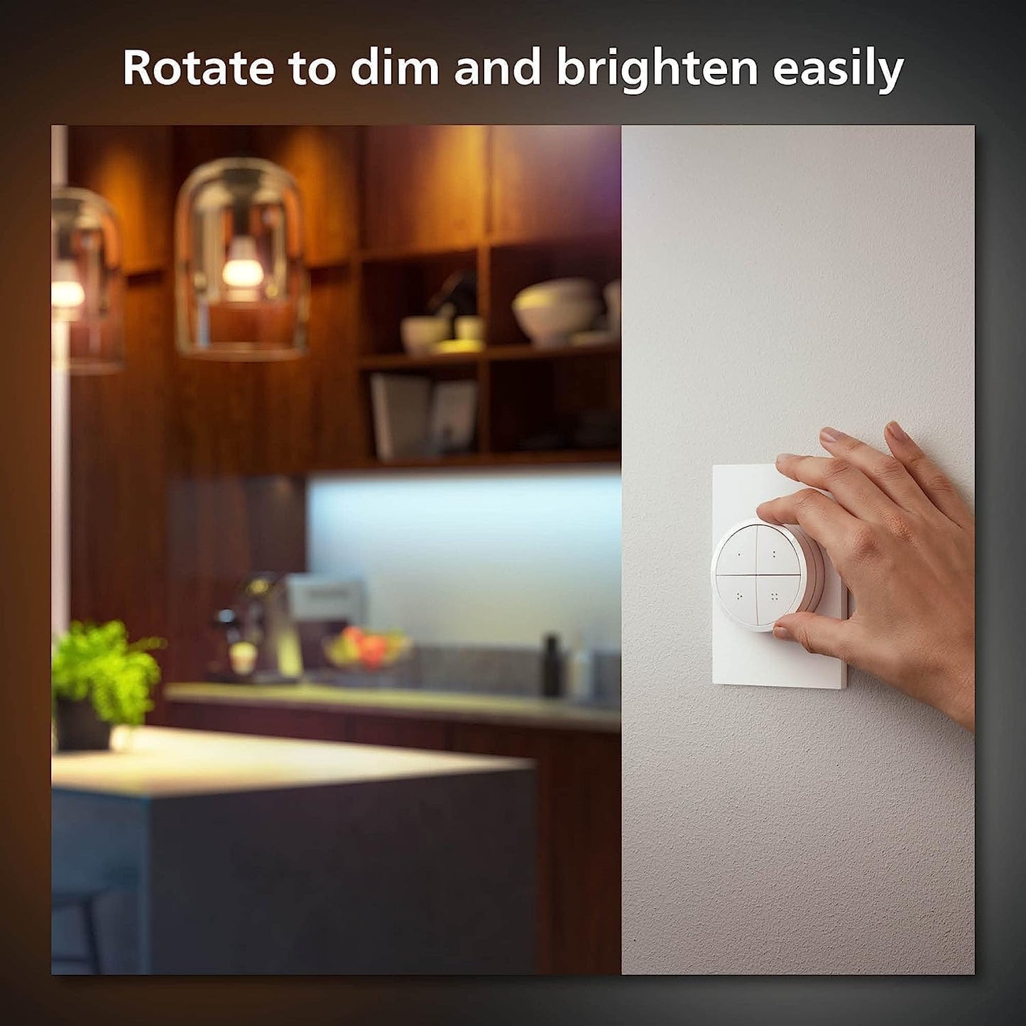 Philips Hue Wall Tap Dial Light Switch, Portable, White - 1 Pack - Requires Hue Lights and Hue Bridge - Smart Home - Easy, No-Wire Installation