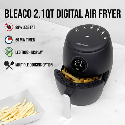 Belaco Air Fryer, 2L Digital Display, Rapid Air Circulation, Air Fryers, 60 Min Timer, Adjustable Temperature, Dishwasher Safe Basket BEL-AF-02