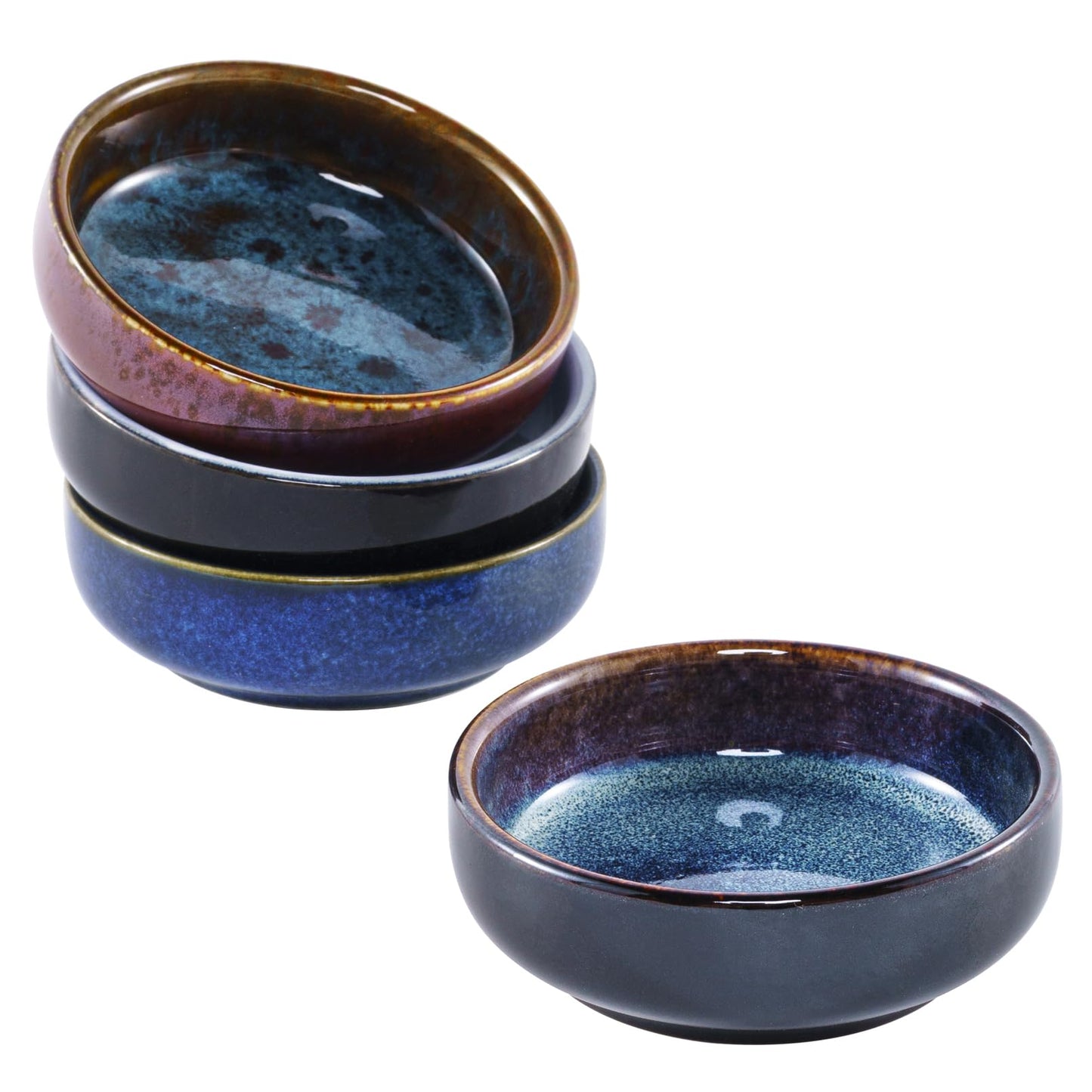 Mosuji 3.35 Inch Ceramic Soy Sauce Dish, Soy Sauce Dipping Bowl, 2.5 oz Capacity, Pack of 4