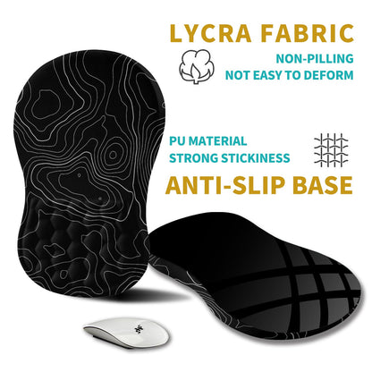 Hokafenle Ergonomic Mouse Pad Wrist Support, Wrist Rest Mousepad for Carpal Tunnel Pain Relief with Integrated Memory Foam Slope Massage Bulge (11.8x7.9 inch,Topographic Contour)