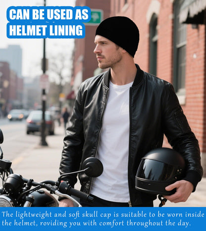 Hovyjumz 3 Pieces Cotton Skull Caps for Men Women Beanie Chemo Headwear Riding Helmet Liner Running Sleeping Hats