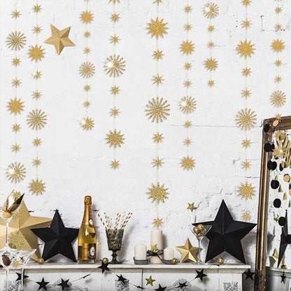 pinkblume Gold Star Party Decorations Kit Sparking Twinkle Star Garland Glitter Paper Streamer Banner for Birthday Wedding Bridal Baby Shower Nursery Kids Room Holiday Showcase Decorations Supplies