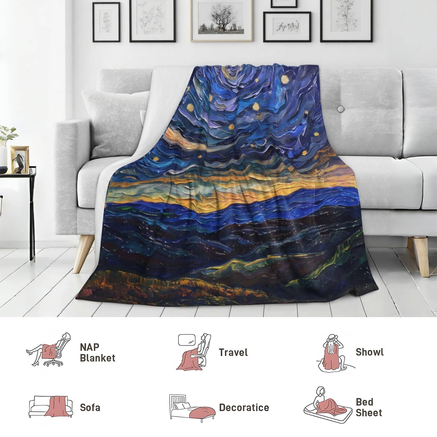 Retro Muscle Car Throw Blanket for Girls Boys Kids Adults, 50x60 in, Cozy Flannel Blanket for Bedroom, Camping, Couch, Room Decor, Fuzzy Warm Soft Gifts