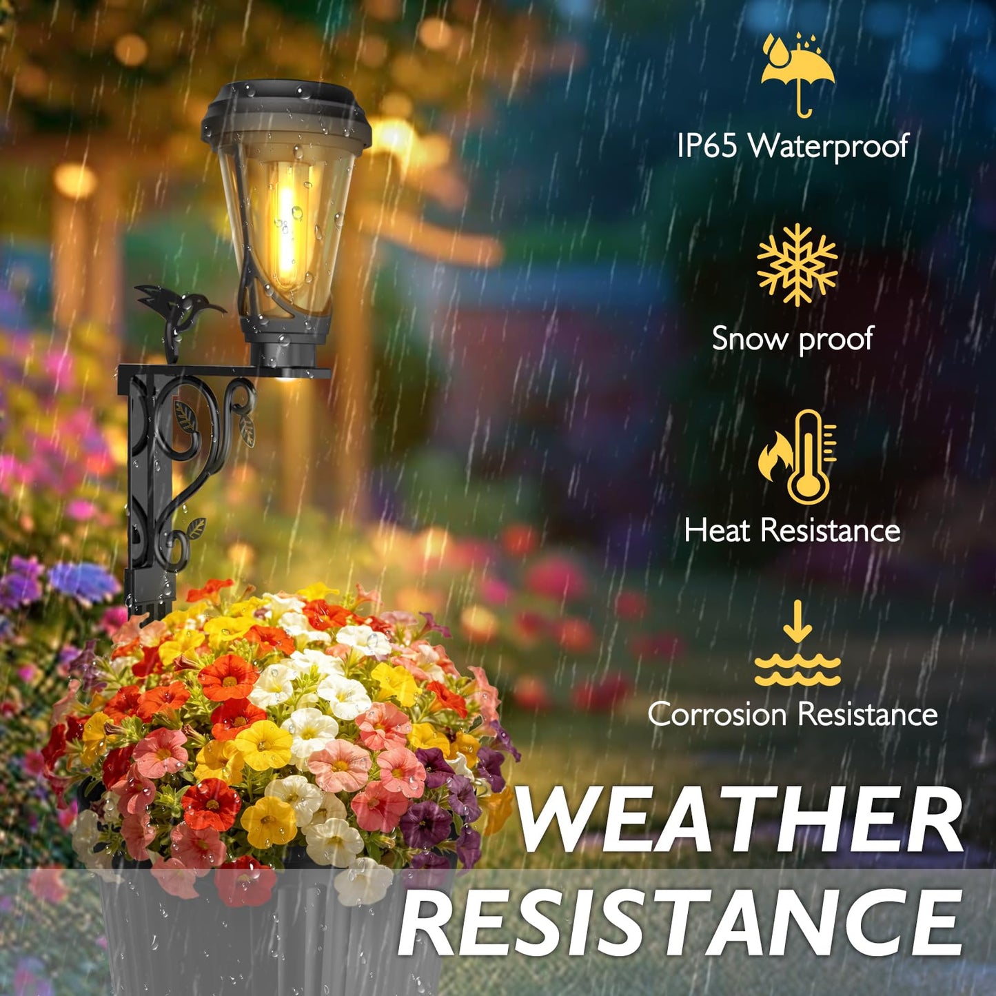2Pcs 7.9 Inch Solar Lights Planter Dual-Sided 3000K Warm White Lighting, 2 in1 (Wall/Stand) Flower Pots, Auto on/Off IP65 Solar Post Light with Planter Waterproof for Yard, Patio, Porch, Pathway Decor