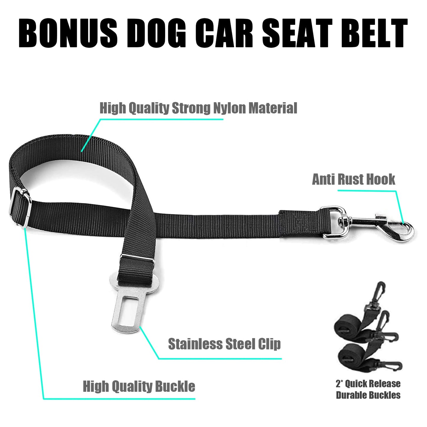 VSPETCC Dog Car Seat Cover,100% Waterproof with Mesh Window And Storage Pocket,Durable Scratchproof Nonslip Dog Hammock with Universal Size Fits for Cars/Trucks/SUV