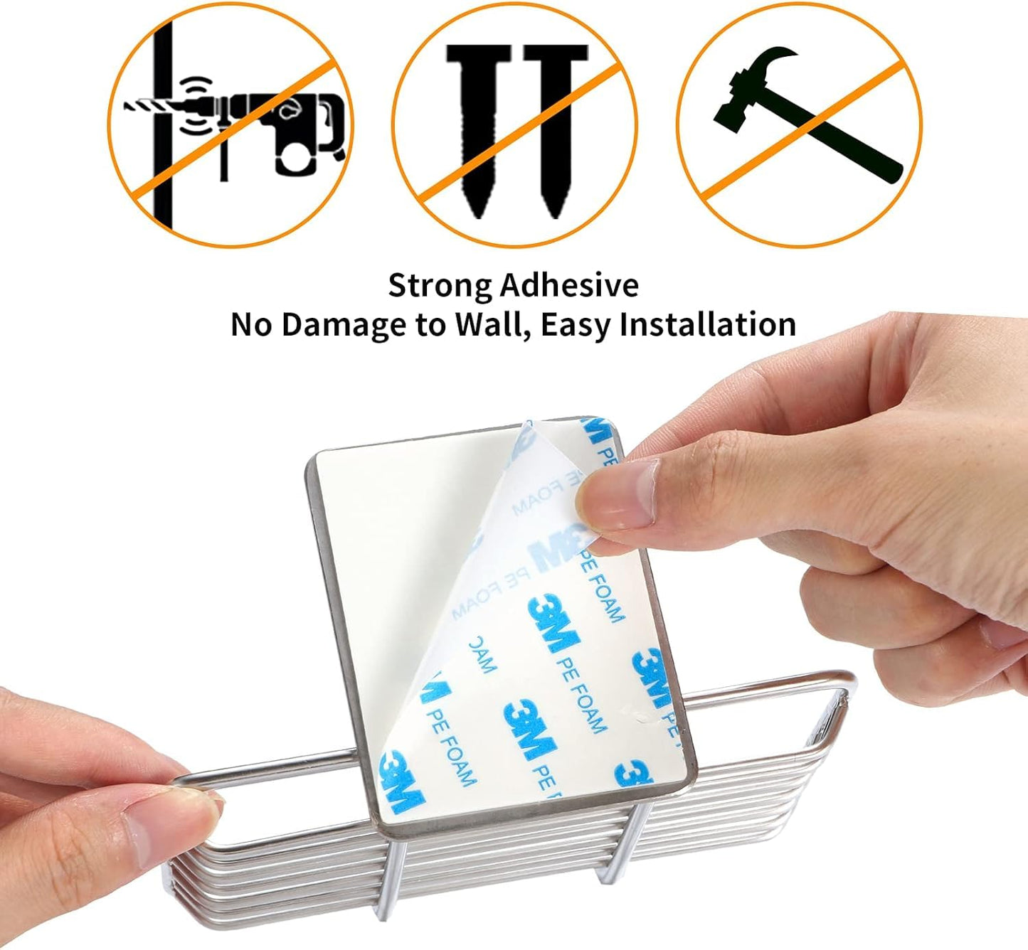 Tiilan Self Adhesive Bar Soap Dish for Shower, Bathroom Soap Holder Wall Mount – Stainless Steel, Silver
