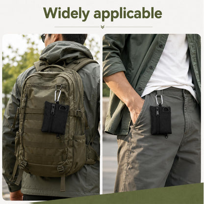 Mini Nylon Keychain Coin Purse, Mini EDC Utility Pouch with Carabiner, Pocket Organizer for Earphone, Car Key, ID Card, Backpack Camping Biking Hiking