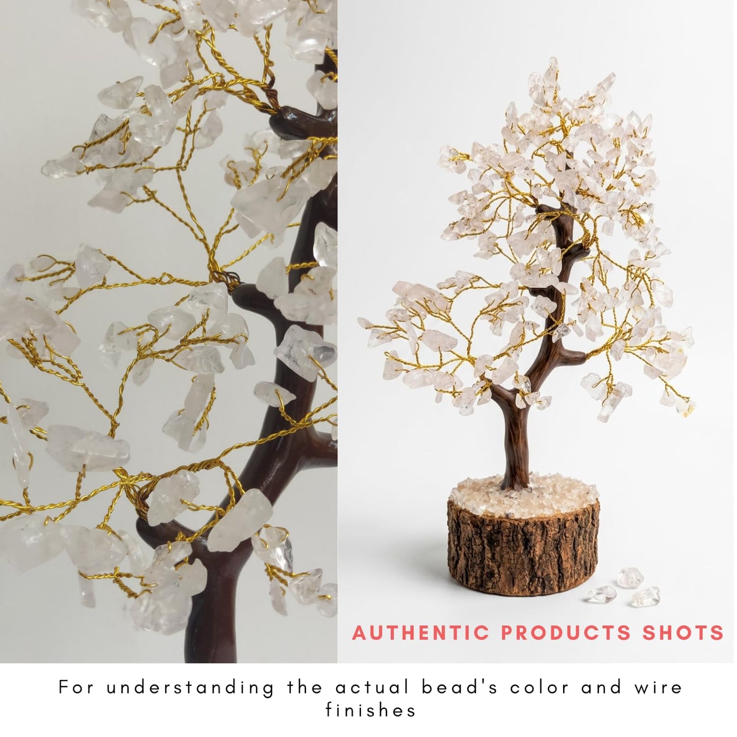 Mellora Clear Quartz Gemstone Tree with Gold Wire