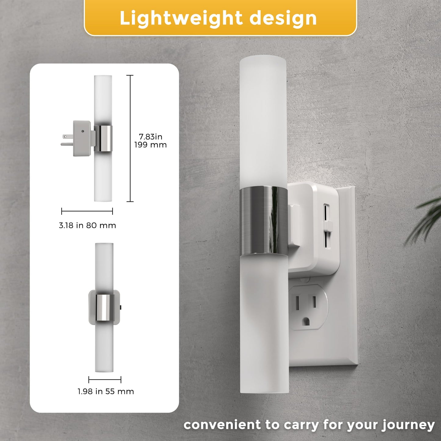 L LOHAS LED Night Light,Dimmable Night Lights Plug into Wall, 2 Pack Acrylic Nightlights with 0-100 LM Adjustable Brightness, 3000K Plug in Night Light with Dusk to Dawn Sensor, for Bathroom Hallway