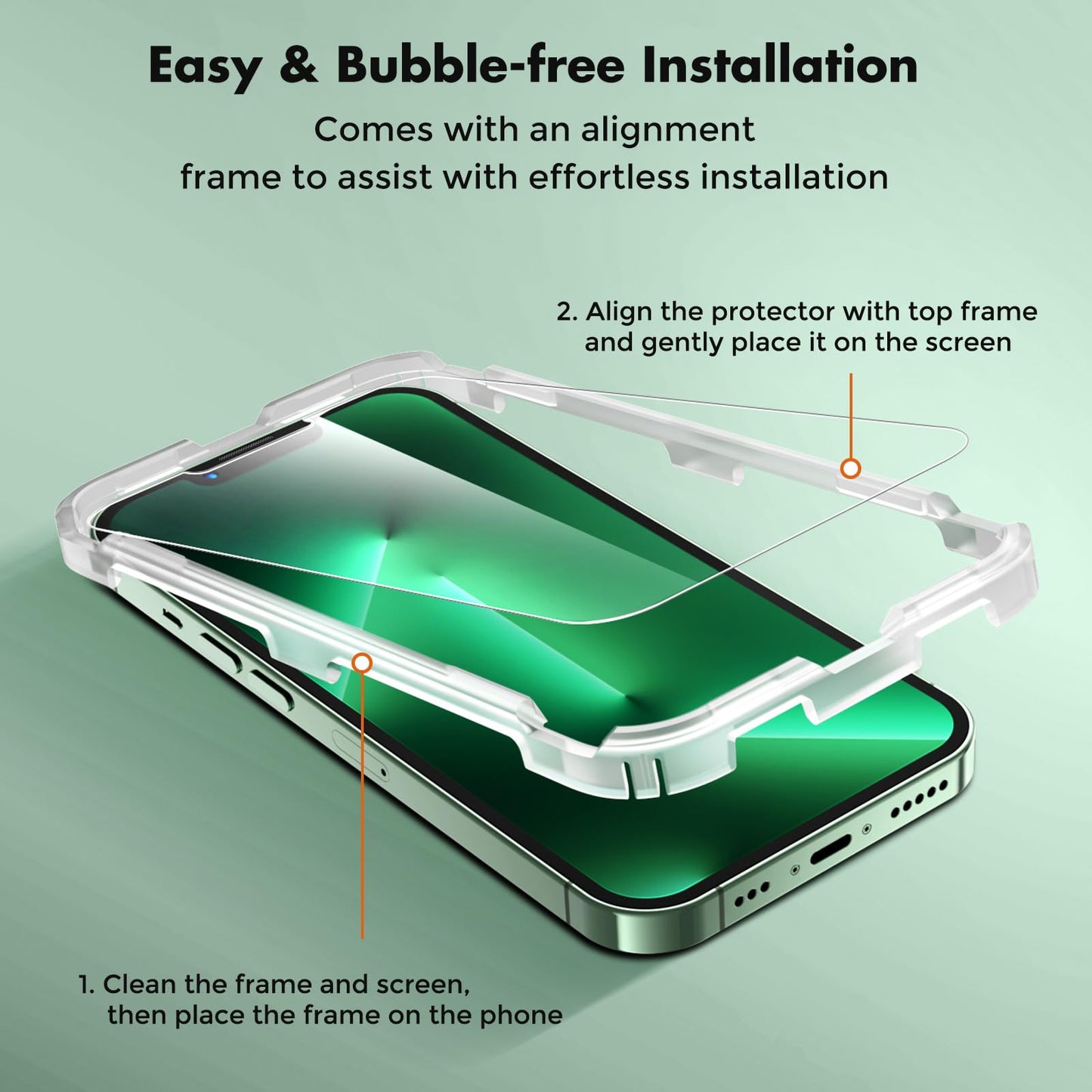 UNBREAKcable 2-Pack Screen Protector for iPhone 16e/13/13 Pro/14, Double Shatterproof Tempered Glass [Easy Installation] [9H Hardness] [99.99% HD] [Case Friendly] for Apple 13 Pro/13/14/16e 6.1 inch