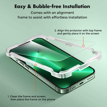UNBREAKcable 2-Pack Screen Protector for iPhone 16e/13/13 Pro/14, Double Shatterproof Tempered Glass [Easy Installation] [9H Hardness] [99.99% HD] [Case Friendly] for Apple 13 Pro/13/14/16e 6.1 inch