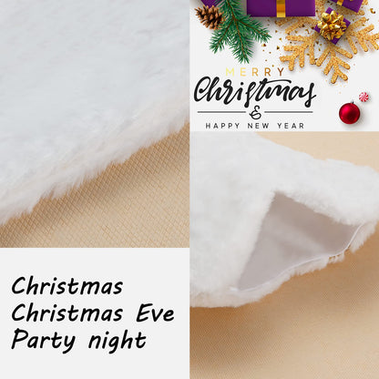 Senneny Snowy White Plush Pet Dog Christmas Stocking, Dog Christmas Stockings Large Bone Shape Faux Fur, Hanging Christmas Holiday Season Party Decor for Pets Dogs