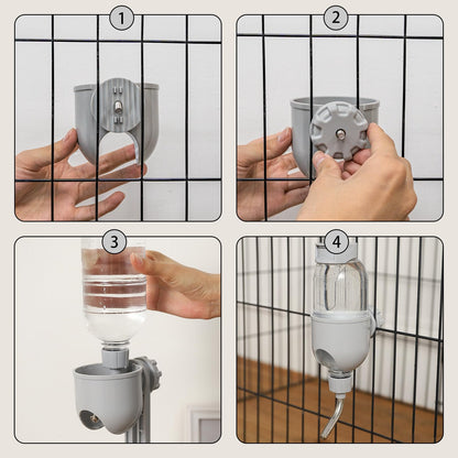 TOKAYIFE Pet Water Bottle for Cage Crate 500ml Water Dispenser for Small Animal Rabbit Guinea Pig Chinchilla Ferret Squirrel Hedgehog (Grey)