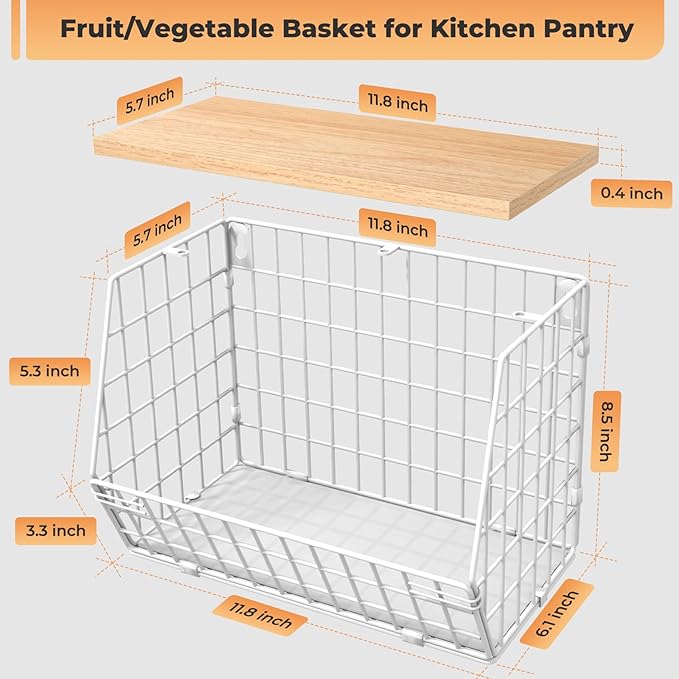 White Fruit Bowl Wire Basket Storage Pantry Fruit and Vegetable Storage Fruit