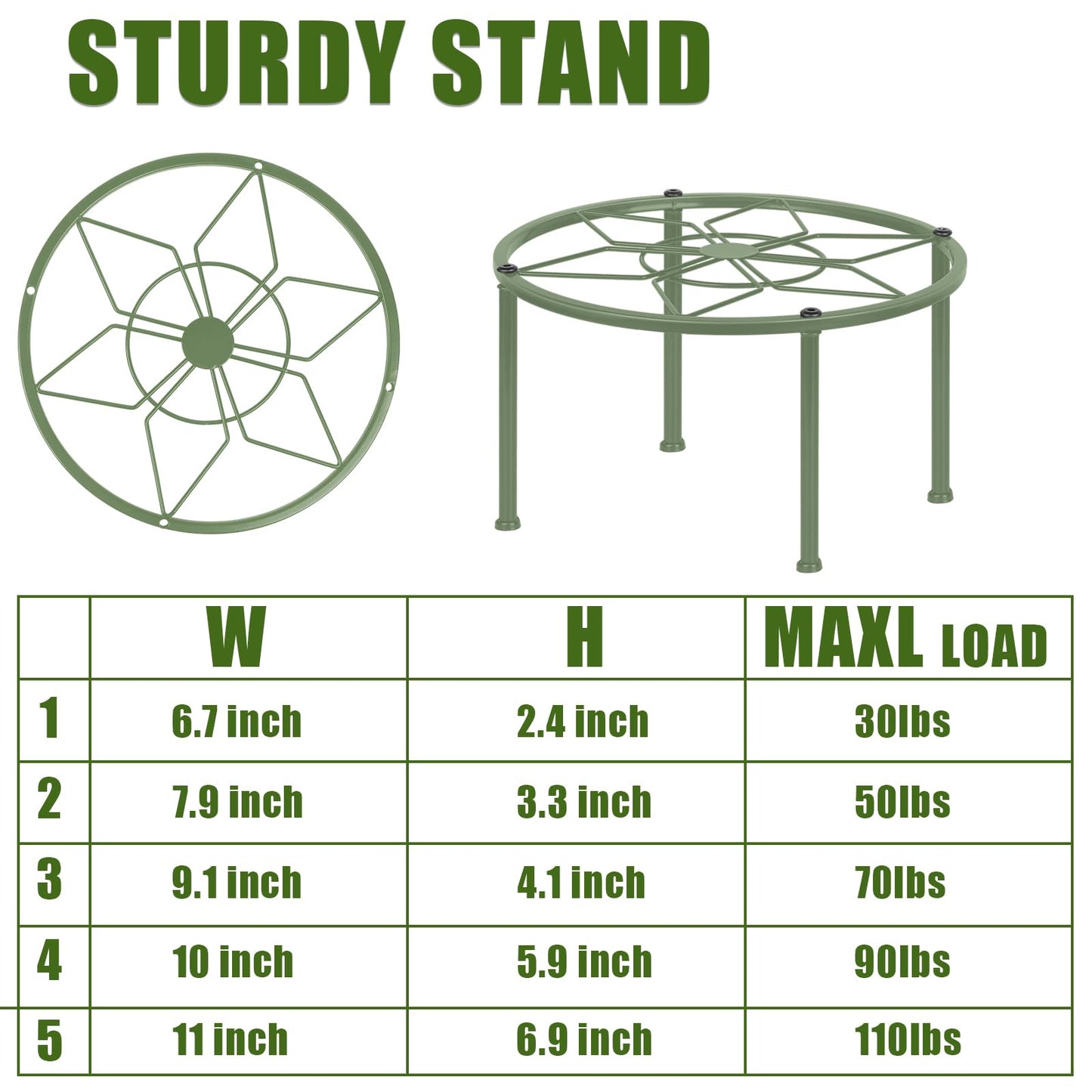 lokeisna Metal Plant Stands, Anti-Rust Iron Flower Pot Stand, Heavy Duty Plant Pot Shelf, Decoration Racks for Home Indoor and Outdoor 10 Pcs (Green)