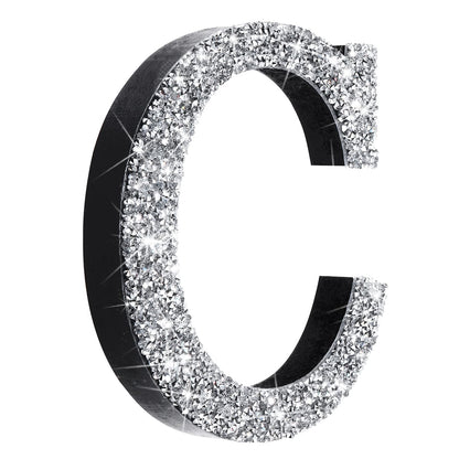 Qunclay Bling Letters for Wall Decor, Crystal Rhinestone Wooden Letters with Hooks, Crushed Diamond Glitter Letter for Bedroom Home Party Wedding Decor, Gift for Women(5.7"l X 5.7"w,Letter C,Silver)