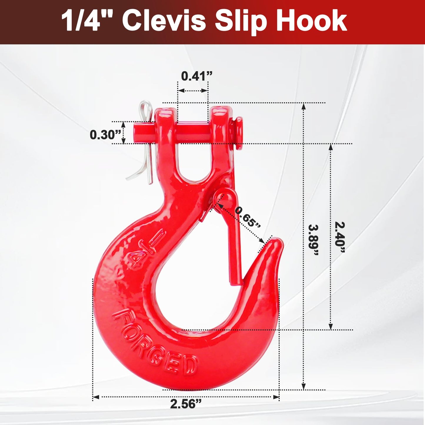 Lechansen G80 Clevis Slip Hook, 1/4" Chain Hooks with Safety Latch, Heavy-Duty Winch Hook, Grade 80 Forged 10 Pack Transport Tow Hook for Maximum Strength Load 12,612 Lbs