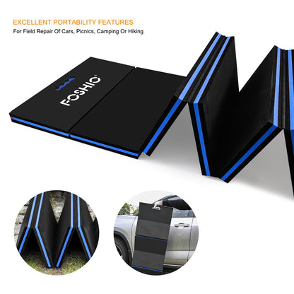 FOSHIO Foldable EVA Mat with Carrying Handles - Thick Kneeling Mat for Under Car, Garage, Picnicking, Gardening, Camping, Home Gym (Blue)