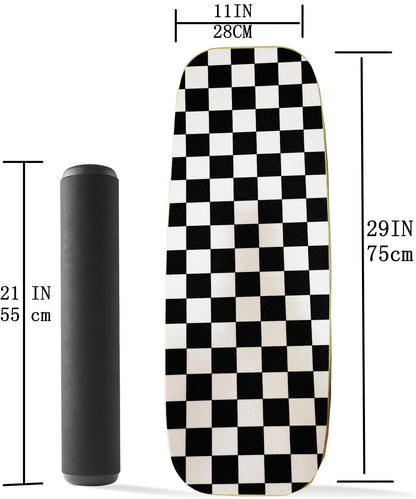 Balance Board Surf Trainer with Adjustable Stoppers - 2 Different Distance Options Balance Board for Surfing, Snowboarding, Skiing, Skateboarding, 300lbs Capacity (check)
