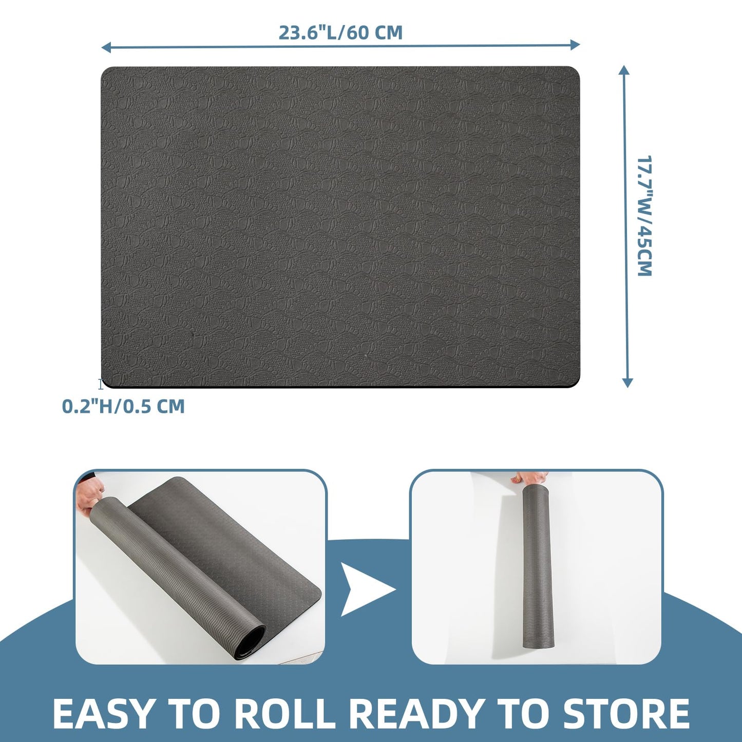 Non-Slip Workout Mat for Under Desk Ellipticals,Thicker & Quieter,23.6x17.7x0.2",Suitable for Ellipse Leg Exerciser, Foot & Leg Pedal Exerciser for Seniors Fitness, Floor Protection,Enhanced Stability