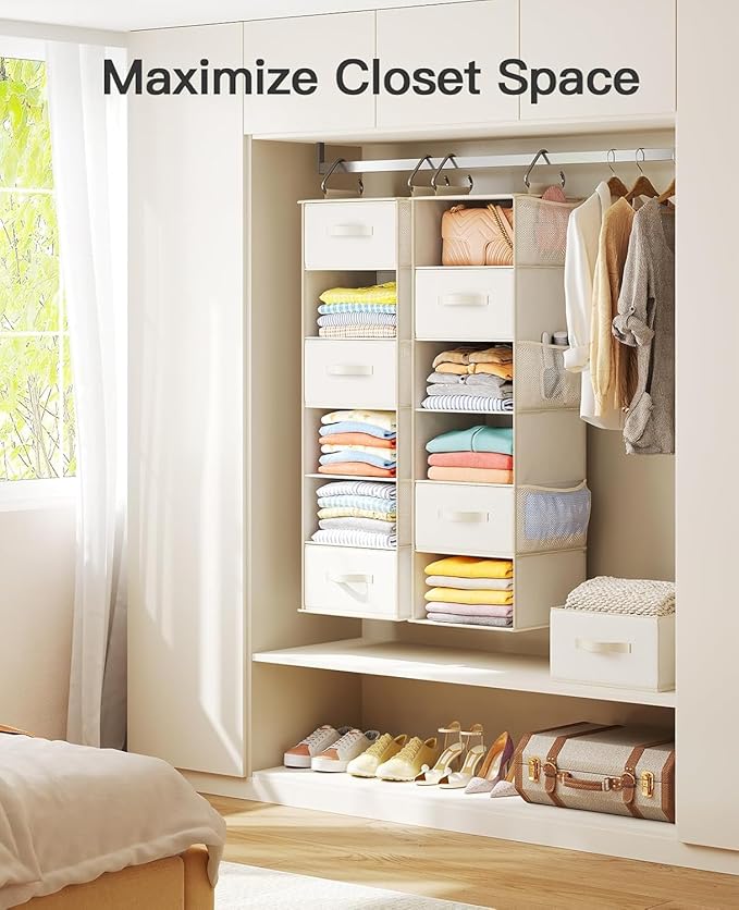 Pipishell Hanging Closet Organizer 6-Shelf, Hanging Shelves