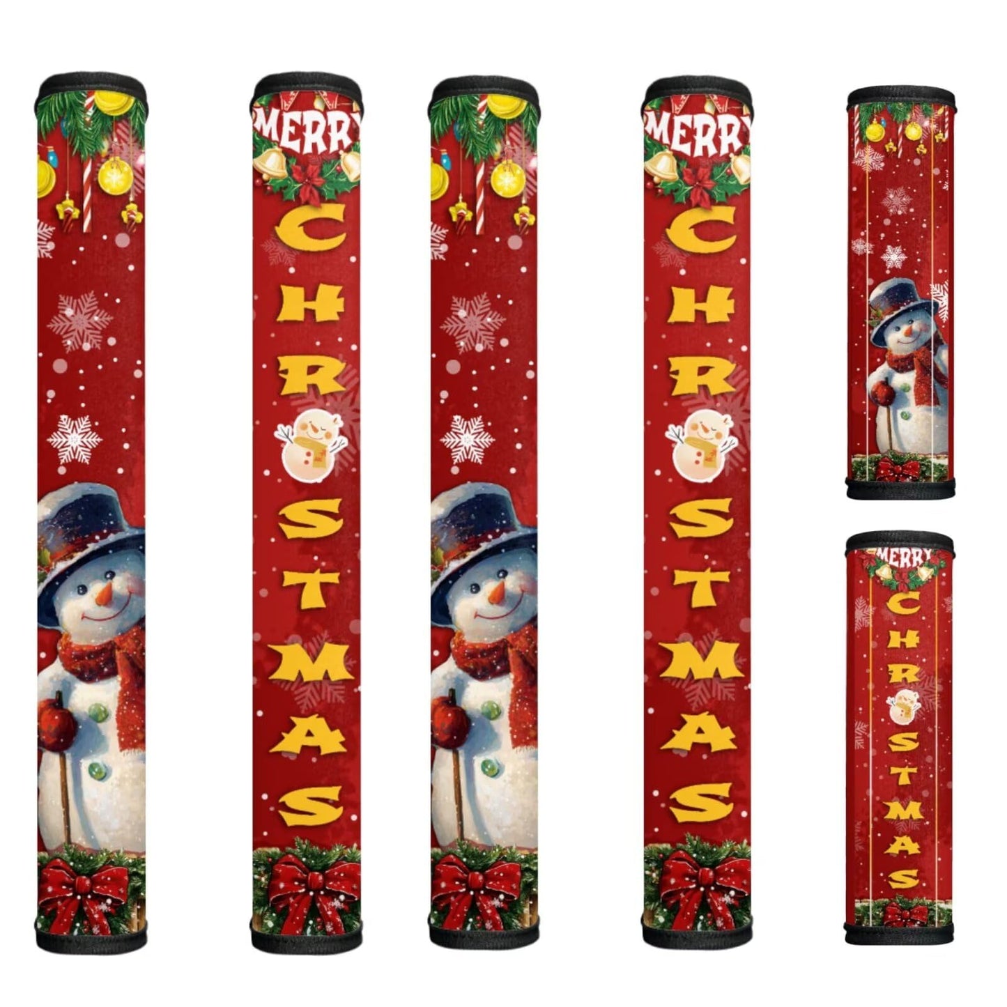 HUISEFOR Christmas Refrigerator Handle Covers Set of 6 Snowman Kitchen Appliance Handle Covers Non-Slip Washable Autumn Pumpkin Fridge Door Handle Protector, Keep Off Fingerprints,Food Stains