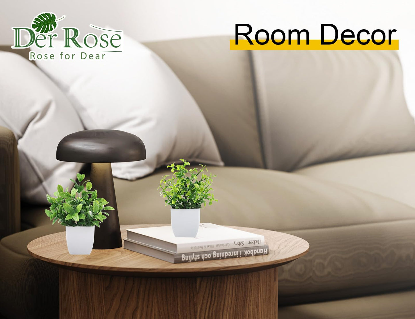 Der Rose 6 Pack Small Fake Plants Artificial Plants in Pots for Home Bthroom Bedroom Living Room Decor Indoor（Green）