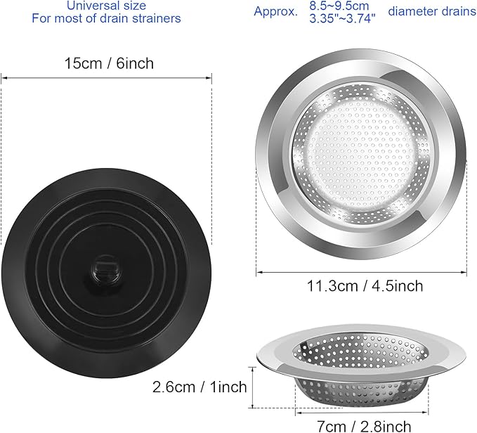 V-TOP Sink Strainer Stopper 4 Pack, Universal Silicone Kitchen Sink Drain