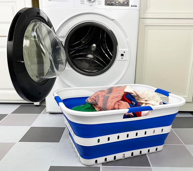 SAMMART 42L Collapsible Plastic Laundry Basket