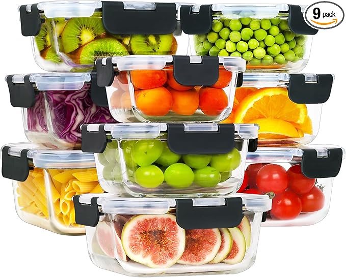 HOMBERKING [18 Piece Glass Food Storage Containers