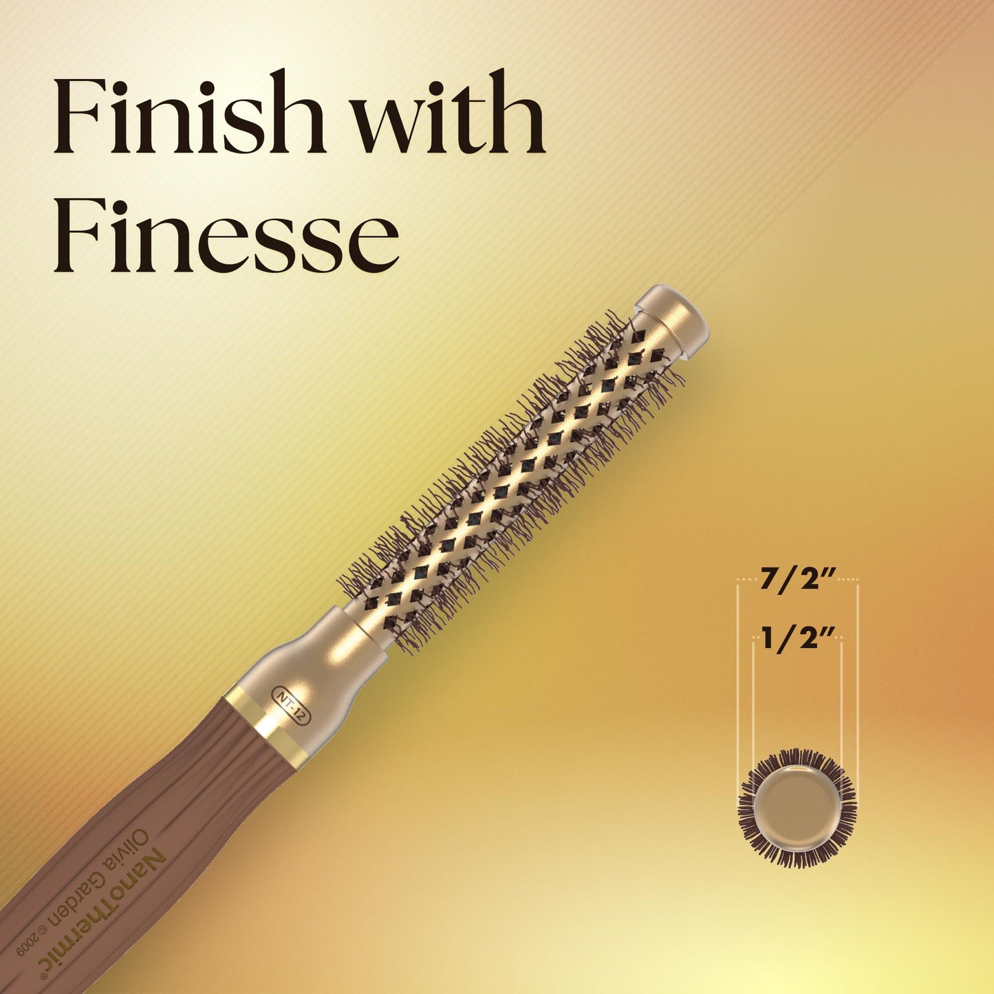 Olivia Garden NanoThermic Ceramic + Ion Round Thermal Hair Brush - Not Electrical - Professional Blowout Brush for Normal to Thick Hair