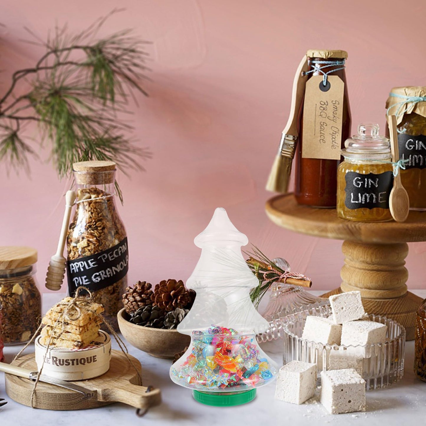 Abaodam Plastic Containers 2pcs Large Christmas Tree Container Christmas Tree Shaped Jar for Party Wedding Party Supplies Favors Plastic Cookie Jar