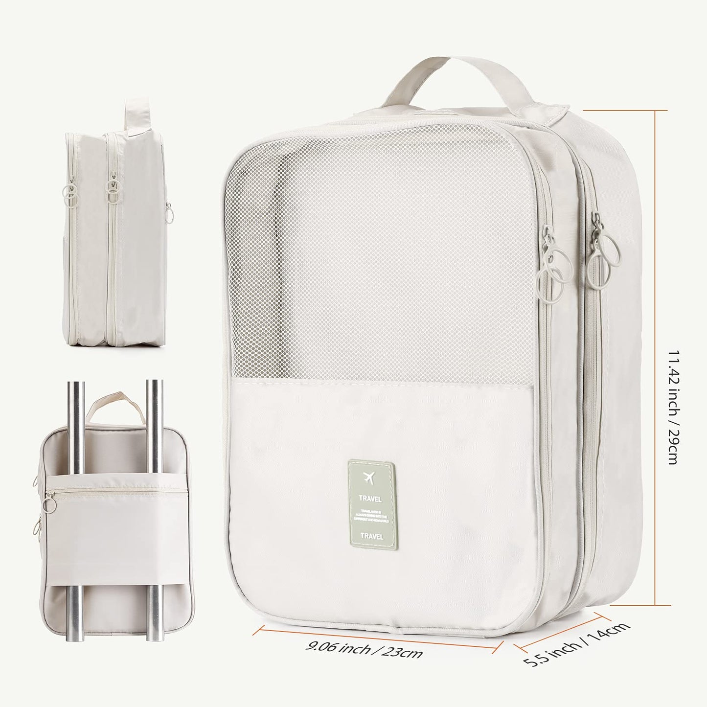 Travel Shoe Bag Holds 3 Pair of Shoes, Hezelf Shoe Storage Pouch for Travel and Daily Use, Travel Suitcase Shoe Organizer, Waterproof