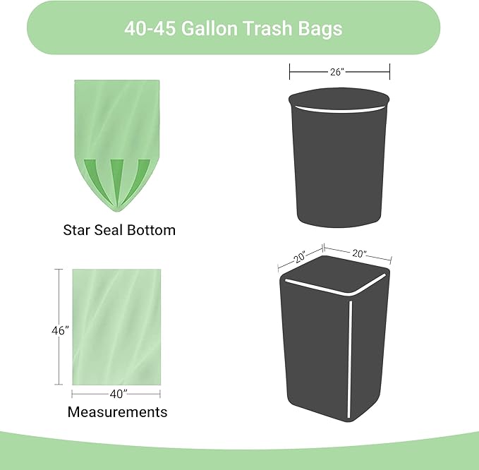 Reli. Biodegradable 40-45 Gallon Trash Bags | 100 Count | ASTM D6954 | Green |