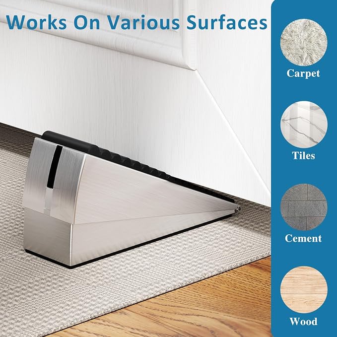Optish 2 Pack Heavy Duty Door Stopper, Adjustable Spring Large Stopper, 3 Inches High Tall Wedge Stoppers for Bottom of Door, Door Stop Suits Any Heavy Door