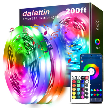dalattin Led Lights for Bedroom 200ft, Smart Led Strip Lights with App Control Remote, RGB LED Light Strips, 24V Led Strip Lights for Room Decoration Party, Festival Decor(2 Rolls of 100ft)