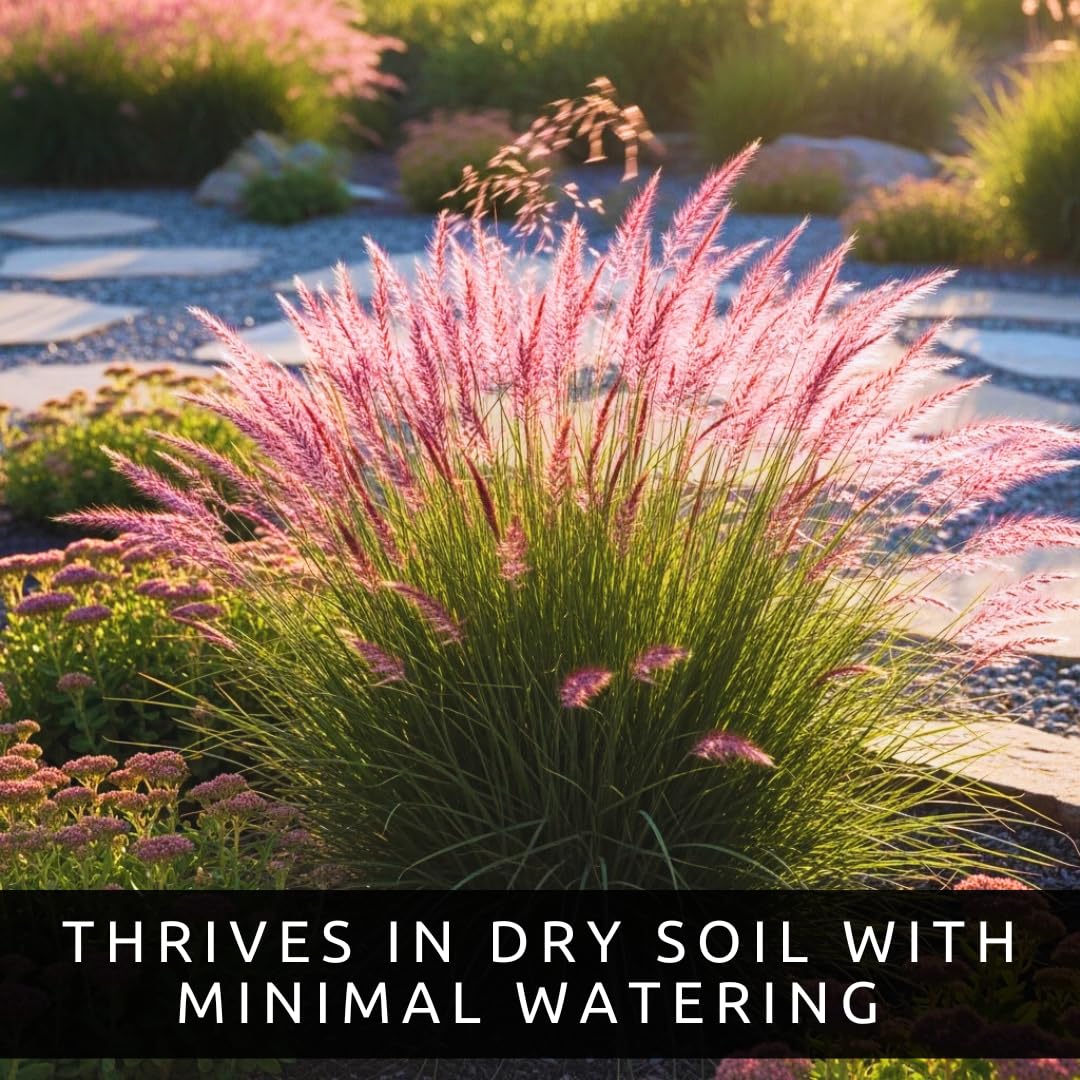 Purple Love Grass (Eragrostis spectabilis) Live Plant Plug – Native Ornamental Grass – Airy Pink-Purple Blooms – Drought Tolerant Perennial for Full Sun (1)