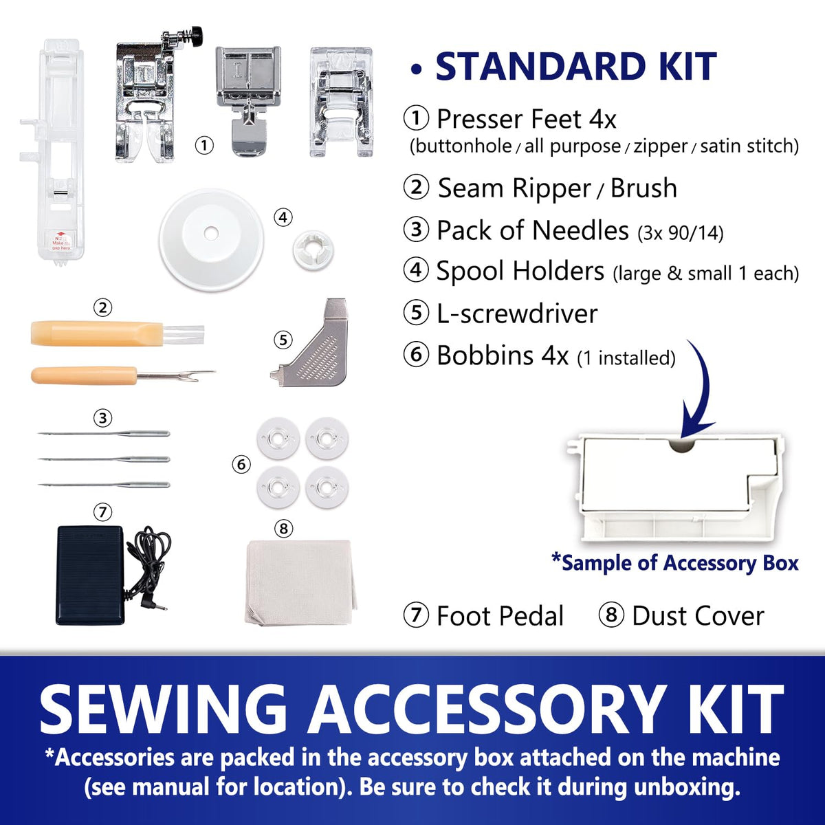 MILLEPUNTI MHP30 Electronic Sewing Machine, Big LCD Display, 40 Built-in Stitches, Accessory Kit, Automatic Needle Threader, Computerized Sewing Machine for Beginners, Seniors, Adults
