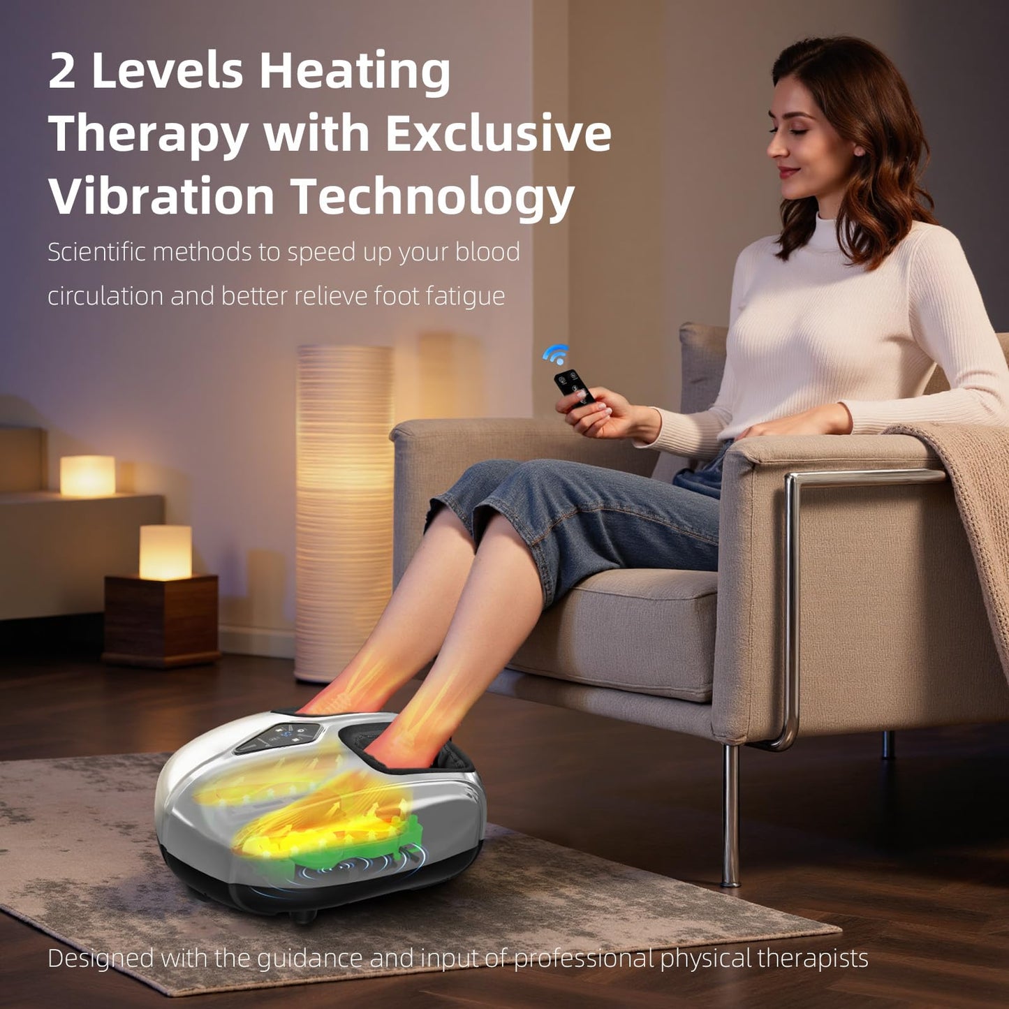 Shiatsu Foot Massager with Heat,Vibration,Air Compression and Deep Kneading for Plantar Fasciitis, Neuropathy,Improve Foot Wellness,Gifts for Women & Men（Black）