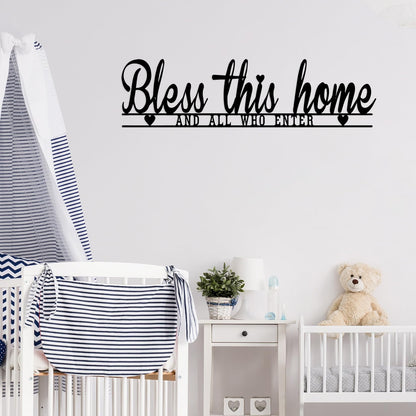 Bless This Home Wall Decor, Blessed Wall Decor, Black Metal Bless This Home Sign, Metal Wall Art Farmhouse Entryway Sculptures for Home Decor Inspirational Quotes, for Hallway, Kitchen, Living Room