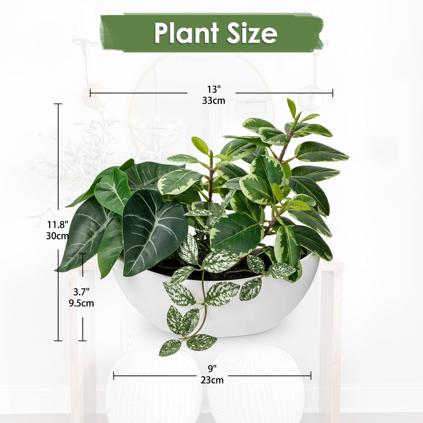 Fake Plants 11.8" Artificial Potted Plant Assorted Faux Plants in Pot Silk Plants Artificial Plants Indoor for Home Living Room Bedroom Bathroom Office Desk Table Centerpieces Shelf Greenery Decor