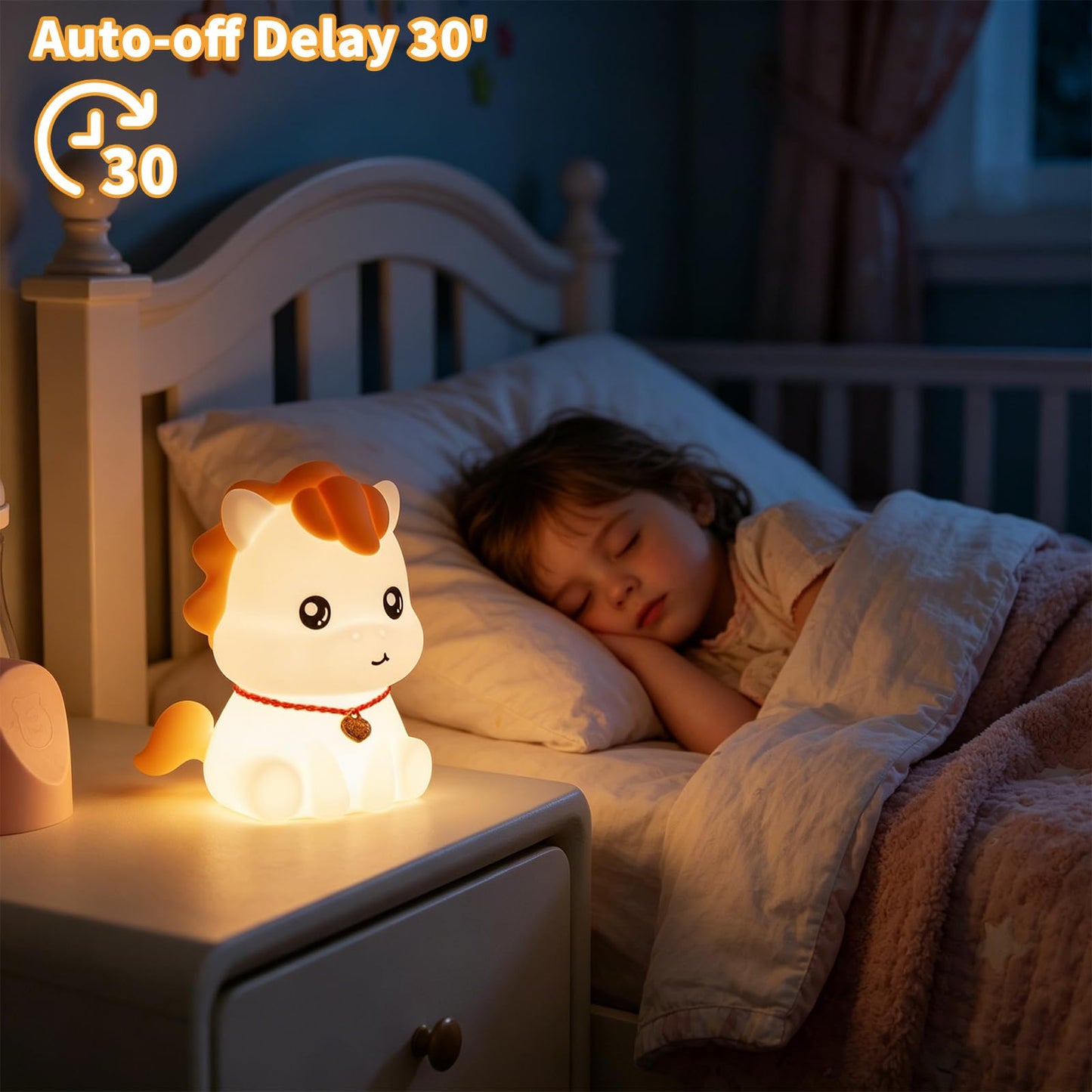 Yesinaly Rechargeable Silicone Cute Pony Night Light for Kids - Dimmable Touch Lamp for Nursery, Bedroom | Cute Baby Toddler Nightlight, Year of The Horse Gift (2026)